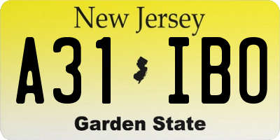 NJ license plate A31IBO