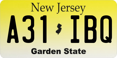 NJ license plate A31IBQ