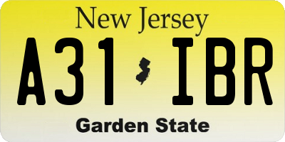 NJ license plate A31IBR