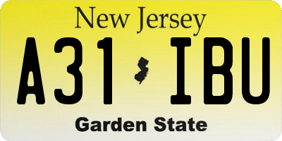 NJ license plate A31IBU