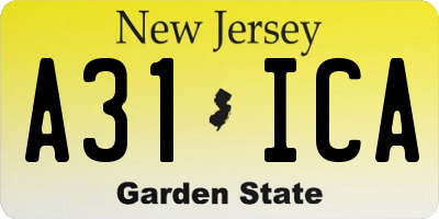 NJ license plate A31ICA