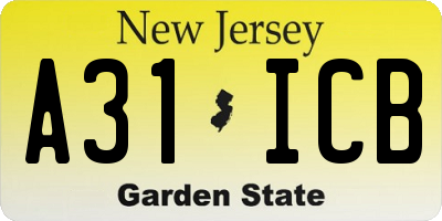 NJ license plate A31ICB