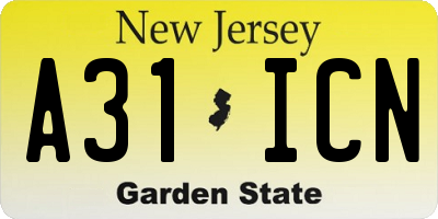 NJ license plate A31ICN