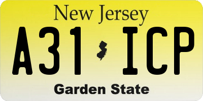 NJ license plate A31ICP