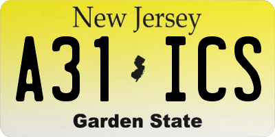 NJ license plate A31ICS