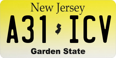 NJ license plate A31ICV