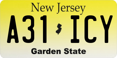 NJ license plate A31ICY