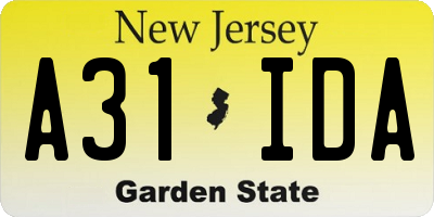 NJ license plate A31IDA