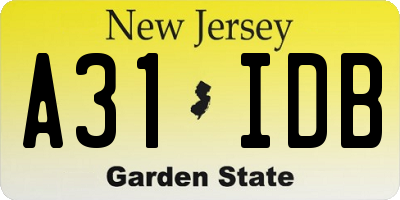 NJ license plate A31IDB