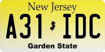 NJ license plate A31IDC
