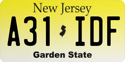 NJ license plate A31IDF