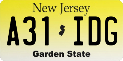 NJ license plate A31IDG