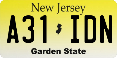 NJ license plate A31IDN