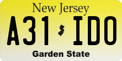 NJ license plate A31IDO
