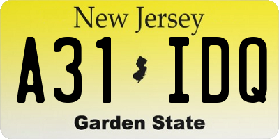 NJ license plate A31IDQ