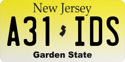 NJ license plate A31IDS
