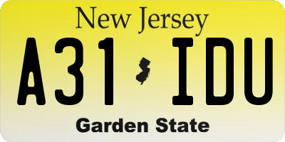 NJ license plate A31IDU