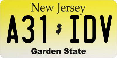 NJ license plate A31IDV