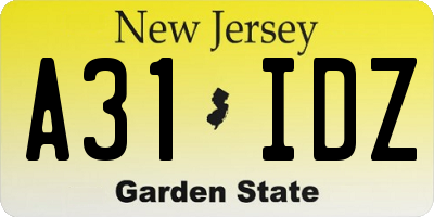 NJ license plate A31IDZ
