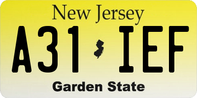 NJ license plate A31IEF