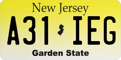 NJ license plate A31IEG