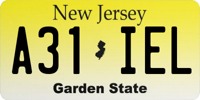 NJ license plate A31IEL