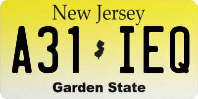 NJ license plate A31IEQ