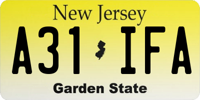 NJ license plate A31IFA