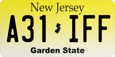 NJ license plate A31IFF