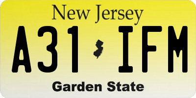 NJ license plate A31IFM