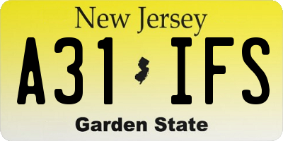 NJ license plate A31IFS