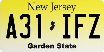 NJ license plate A31IFZ