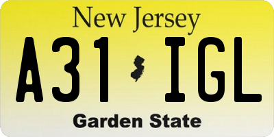 NJ license plate A31IGL