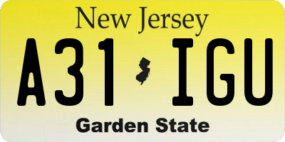 NJ license plate A31IGU