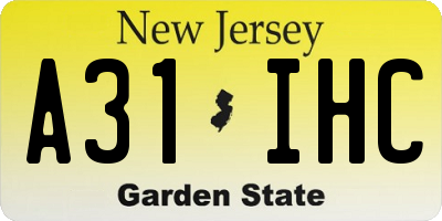 NJ license plate A31IHC
