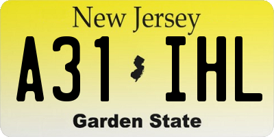 NJ license plate A31IHL