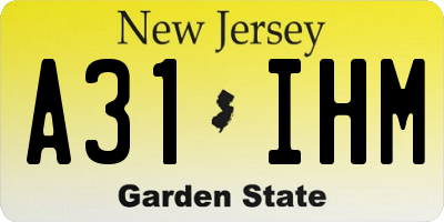 NJ license plate A31IHM