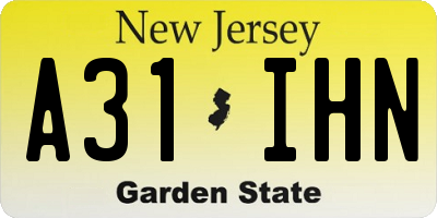 NJ license plate A31IHN