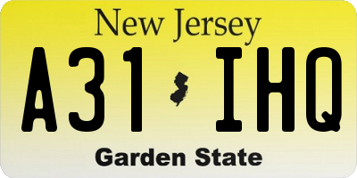 NJ license plate A31IHQ