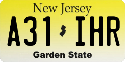 NJ license plate A31IHR