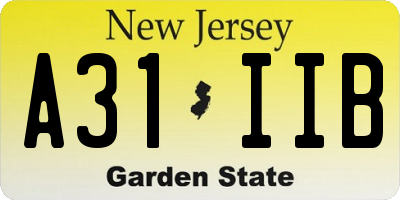 NJ license plate A31IIB