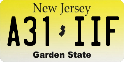 NJ license plate A31IIF
