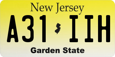 NJ license plate A31IIH