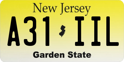 NJ license plate A31IIL