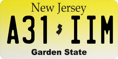 NJ license plate A31IIM