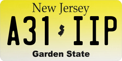 NJ license plate A31IIP
