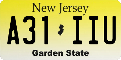 NJ license plate A31IIU