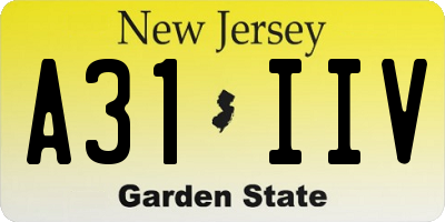 NJ license plate A31IIV