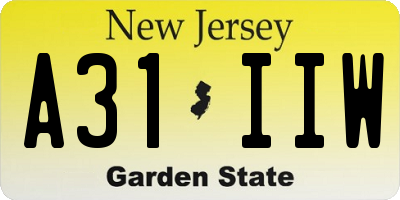 NJ license plate A31IIW