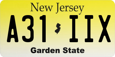 NJ license plate A31IIX